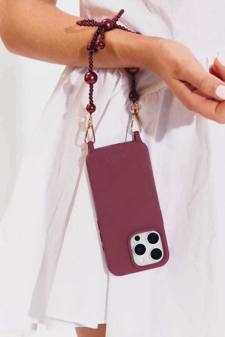 Burgundy Bow Phone Wristlet, Alternate, color, Burgundy