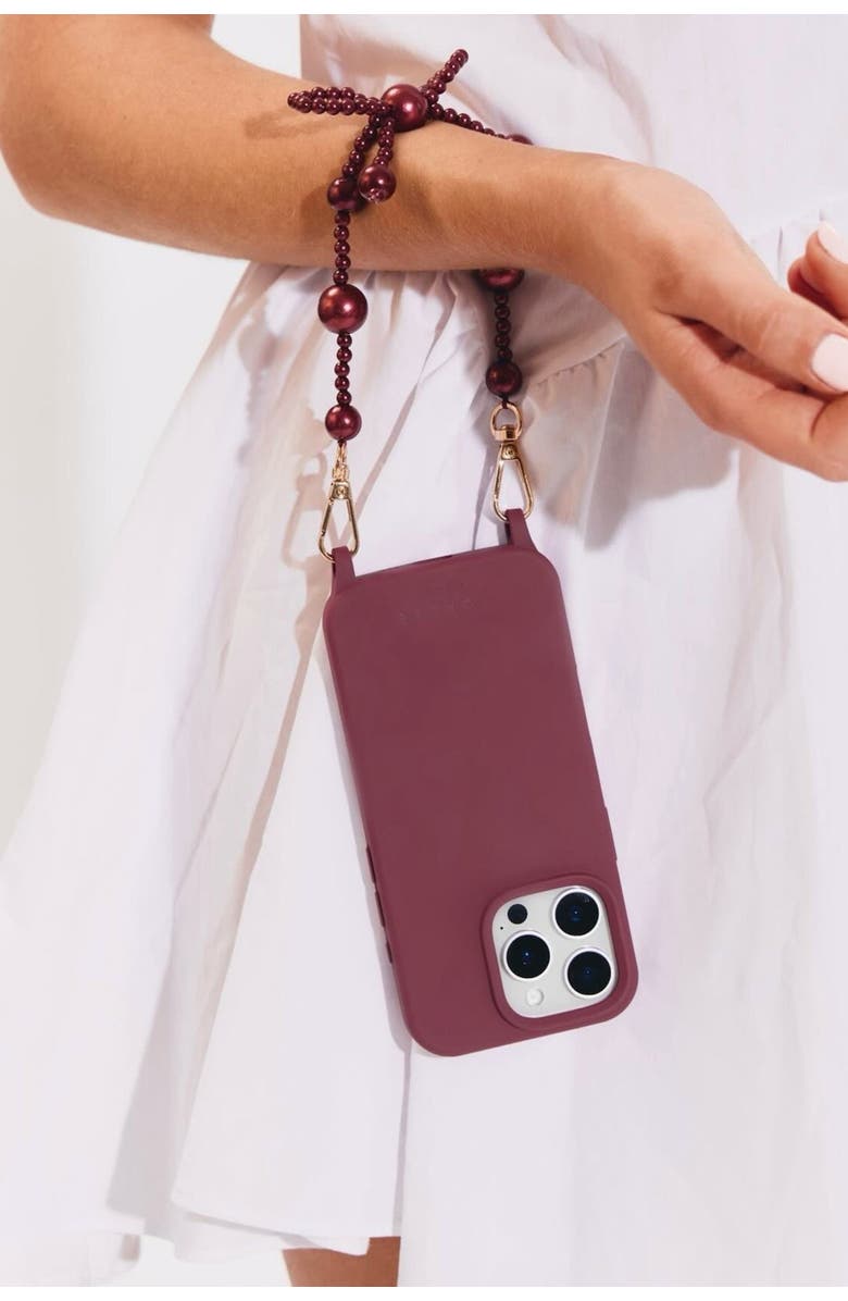 Cordée Cases Burgundy Bow Phone Wristlet, Alternate, color, Burgundy