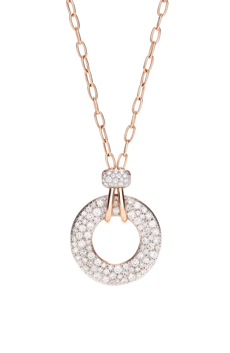 Pomellato Iconica Diamond Pendant Necklace, Main, color, Rose Gold / White Diamonds