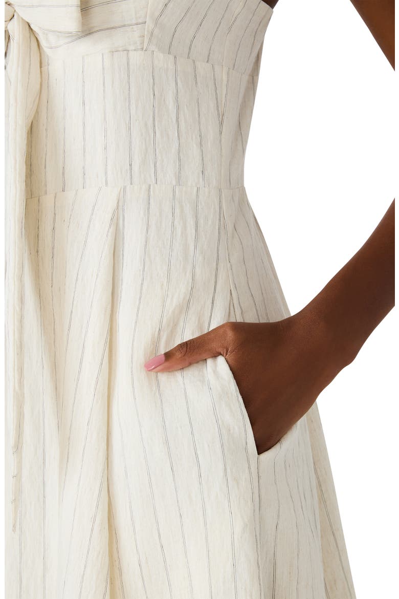 Luna Bow Front Sleeveless Midi Dress, Alternate, color, HEATHER LINEN