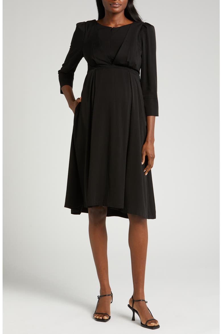 Sarah Empire Waist Maternity/Nursing Dress, Main, color, BLACK