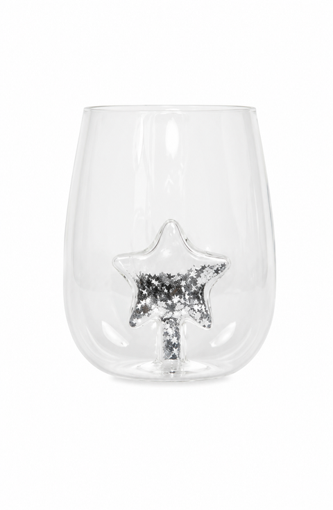 Glitter Star Stemless Wine Glass, Set of 4