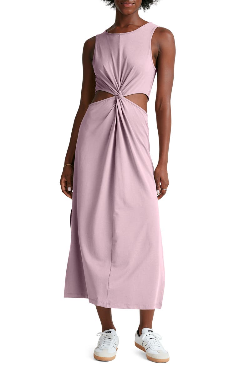 Around the World Front Twist Midi Dress, Main, color, BLUSH BLOOMS