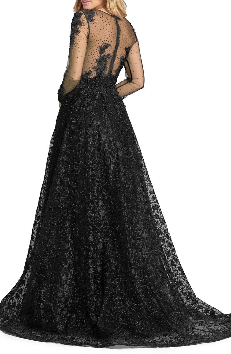 Mac Duggal Embellished Lace Long Sleeve Ball Gown, Alternate, color, 