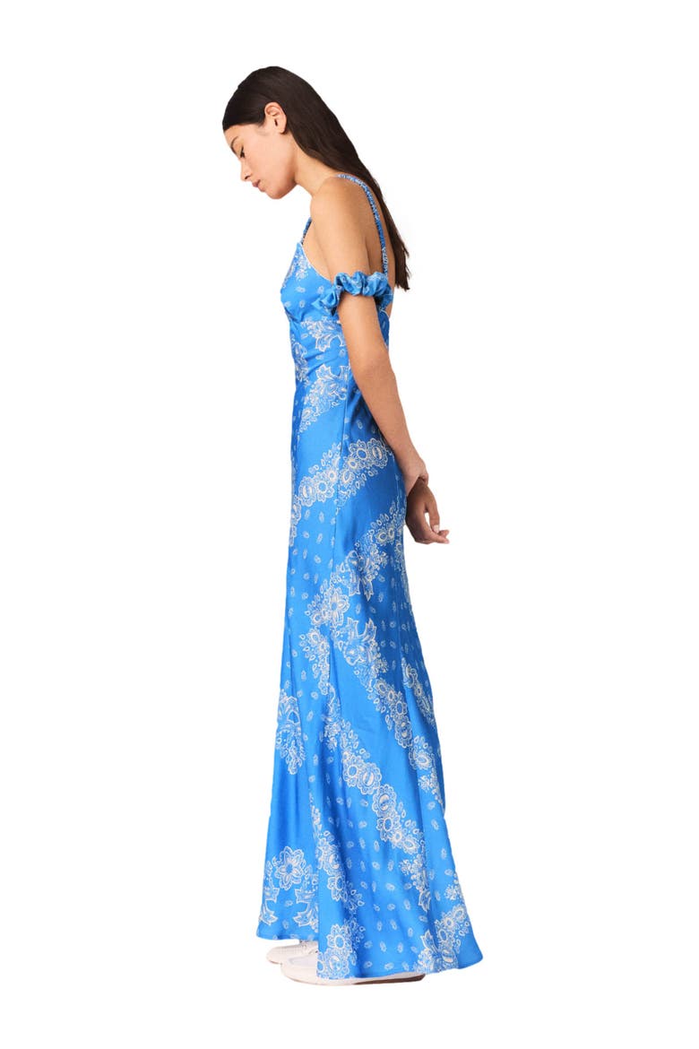 Patterned Maxi Dress, Alternate, color, Sky blue bandana print