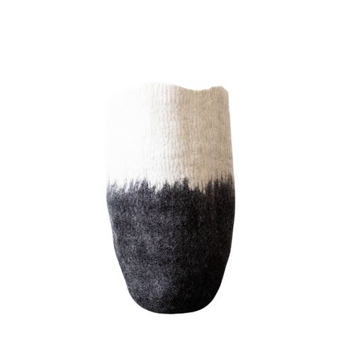 Eclipse Black & White Wool Floor Vase