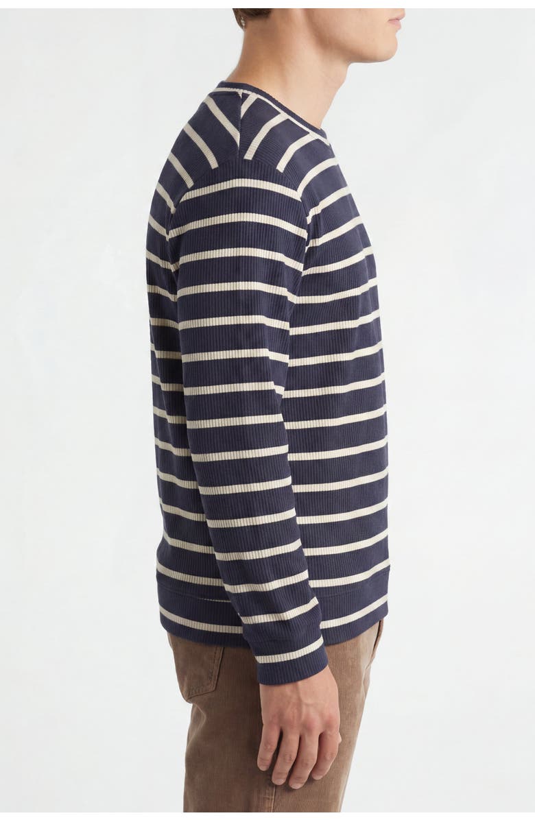 Solomon & Sage Men's Classic Stripe Ribbed Sweatshirt, Alternate, color, Navy/Cream