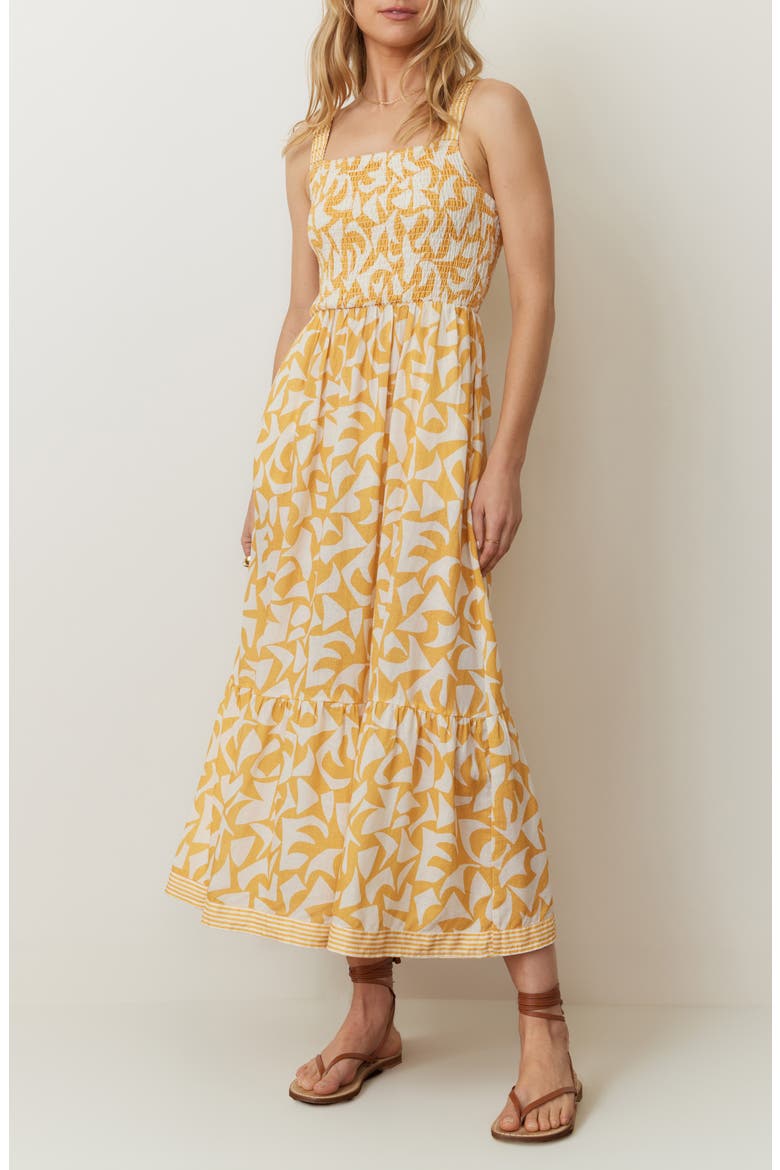 Selene Geo Print Smocked Tiered Maxi Sundress, Main, color, MARIGO GEO