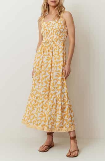 Marine Layer Selene Geo Print Smocked Tiered Maxi Sundress