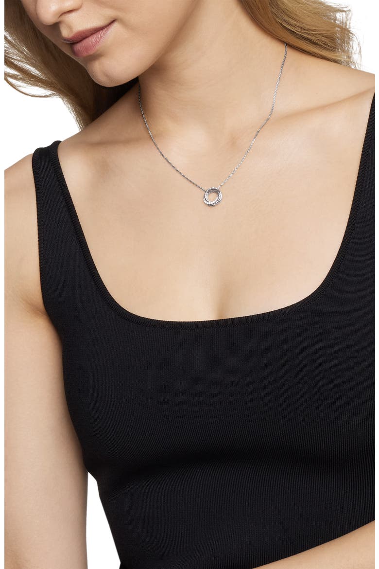 Crossover Mini Pendant Necklace with Diamonds, Alternate, color, SILVER/ DIAMOND