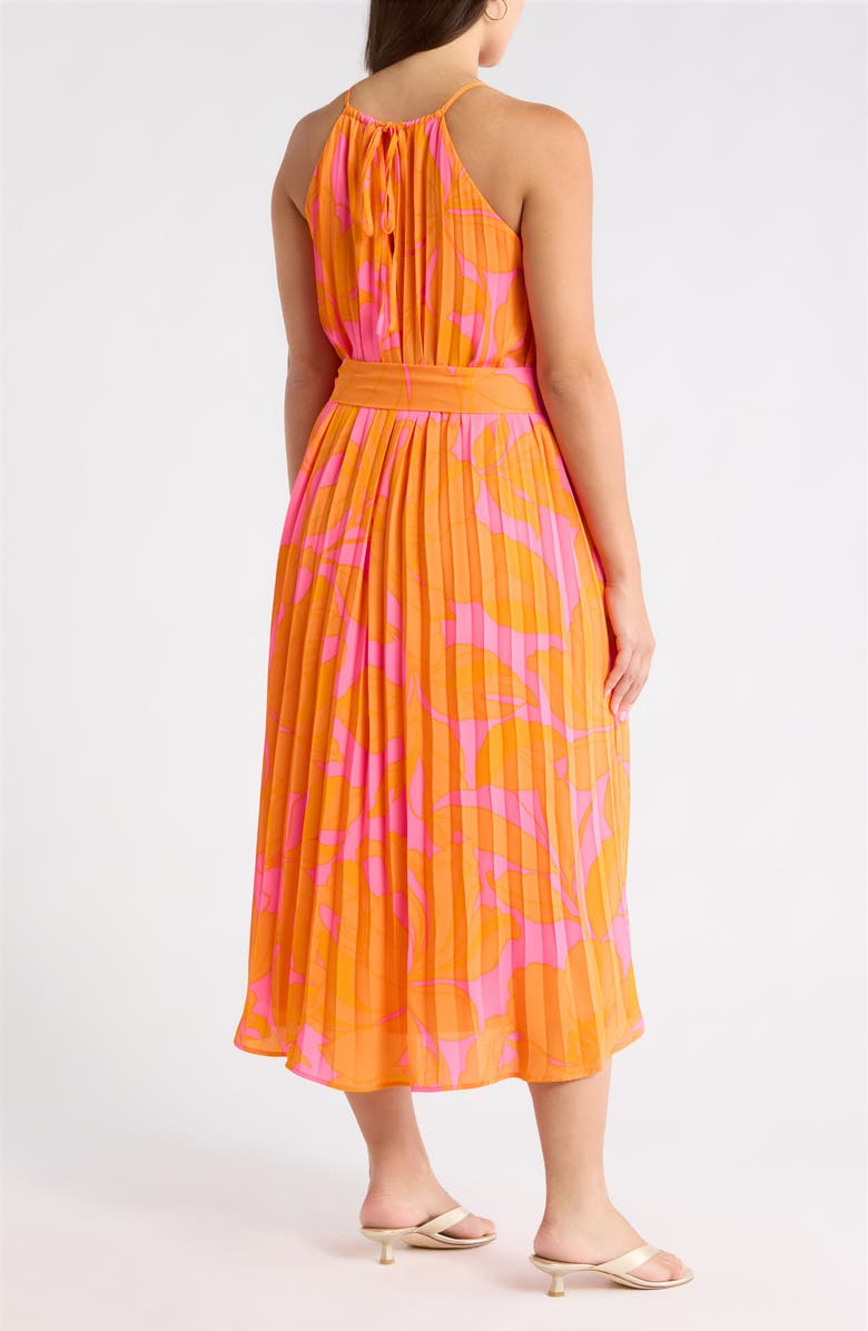 SUGARLIPS Mexia Floral Maly Pleated Midi Dress, Alternate, color, Orange-Pink-Mul