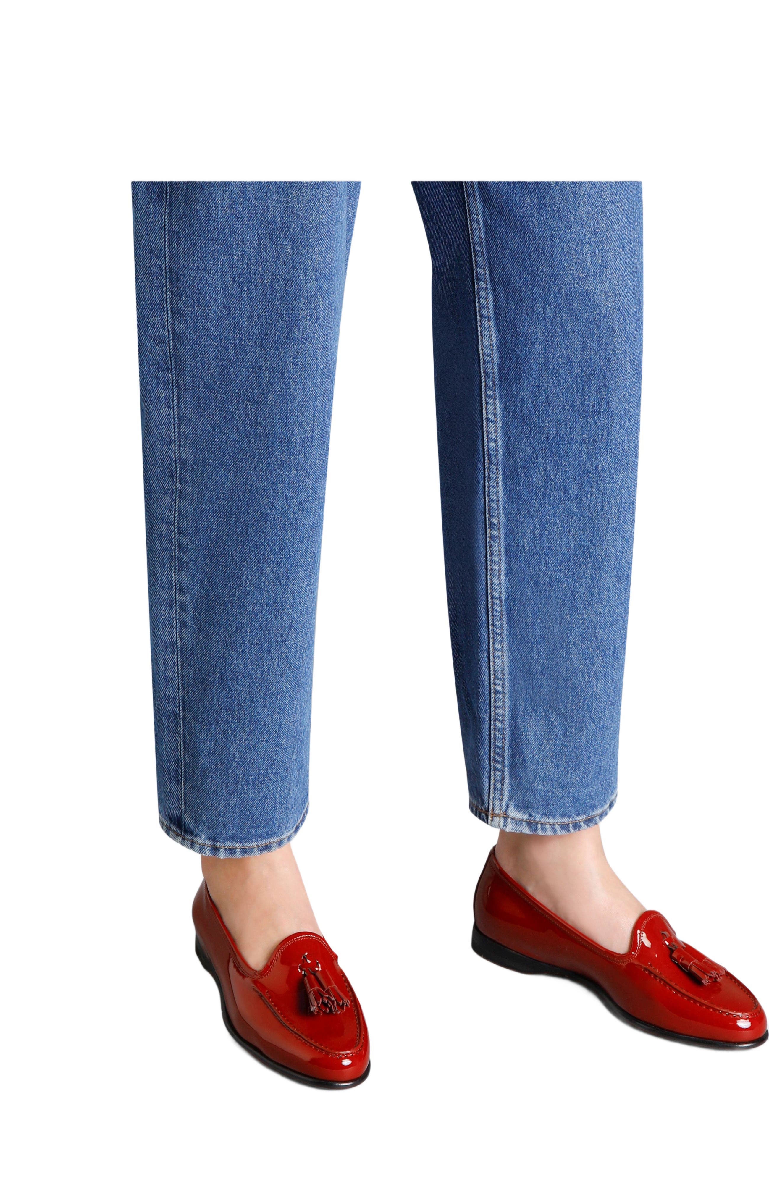 Santoni Women's Andrea Red Patent Tassel Loafer, Main, color, 