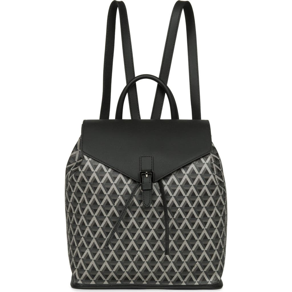Lancaster Backpack With Flap And Snap Closure Ikon In Noir