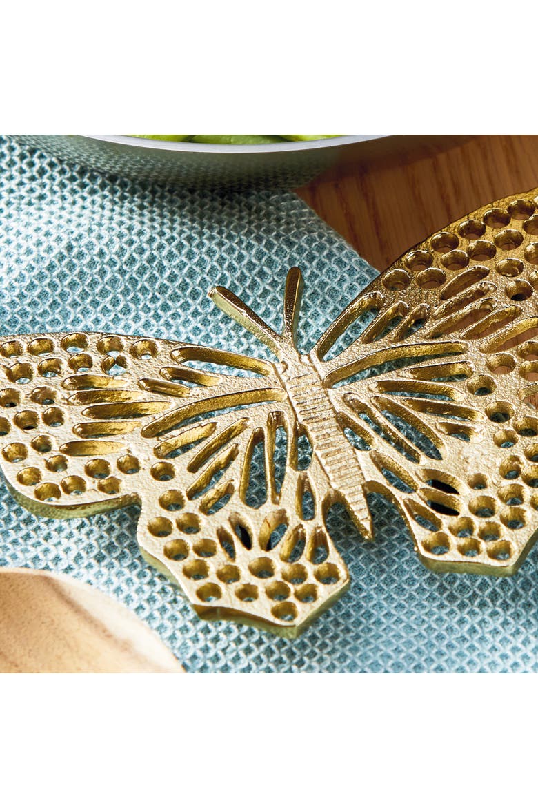 Butterfly Trivet Gold Cast Aluminum Everyday, Alternate, color, Gold