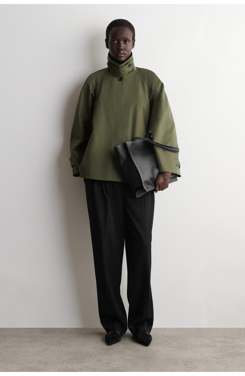 COS A-line Cotton-twill Jacket, Main, color, Khaki
