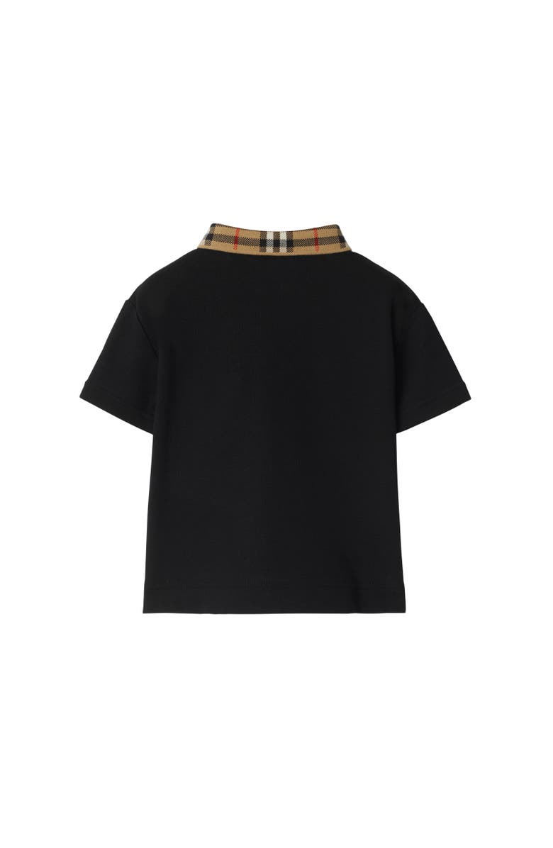 Burberry Check Collar Cotton Polo Shirt, Alternate, color, Black