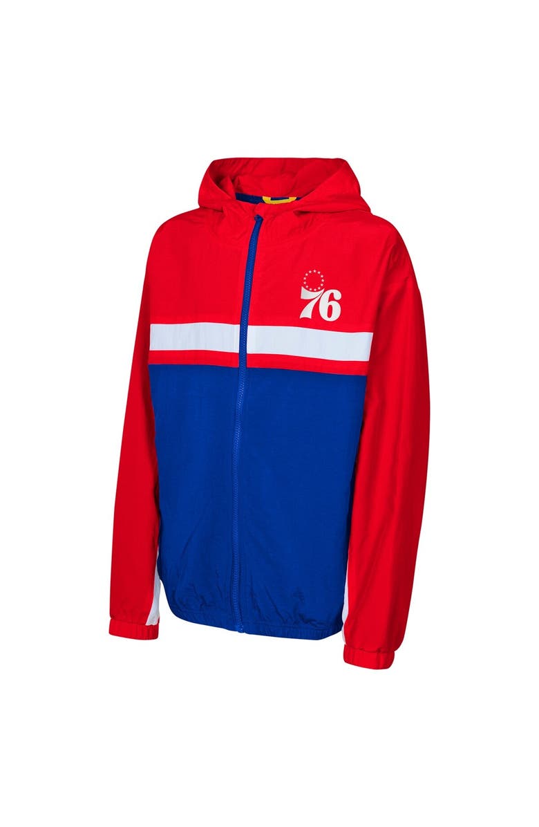 Outerstuff Youth Red Philadelphia 76ers Headliner Windbreaker Full-Zip Hoodie Jacket, Alternate, color, Red