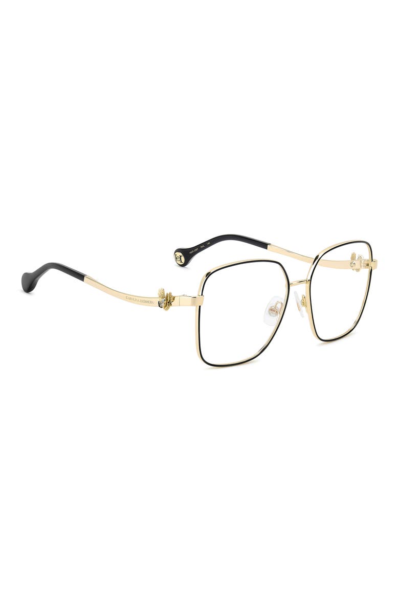 56mm Square Reading Glasses, Alternate, color, GOLD BLACK