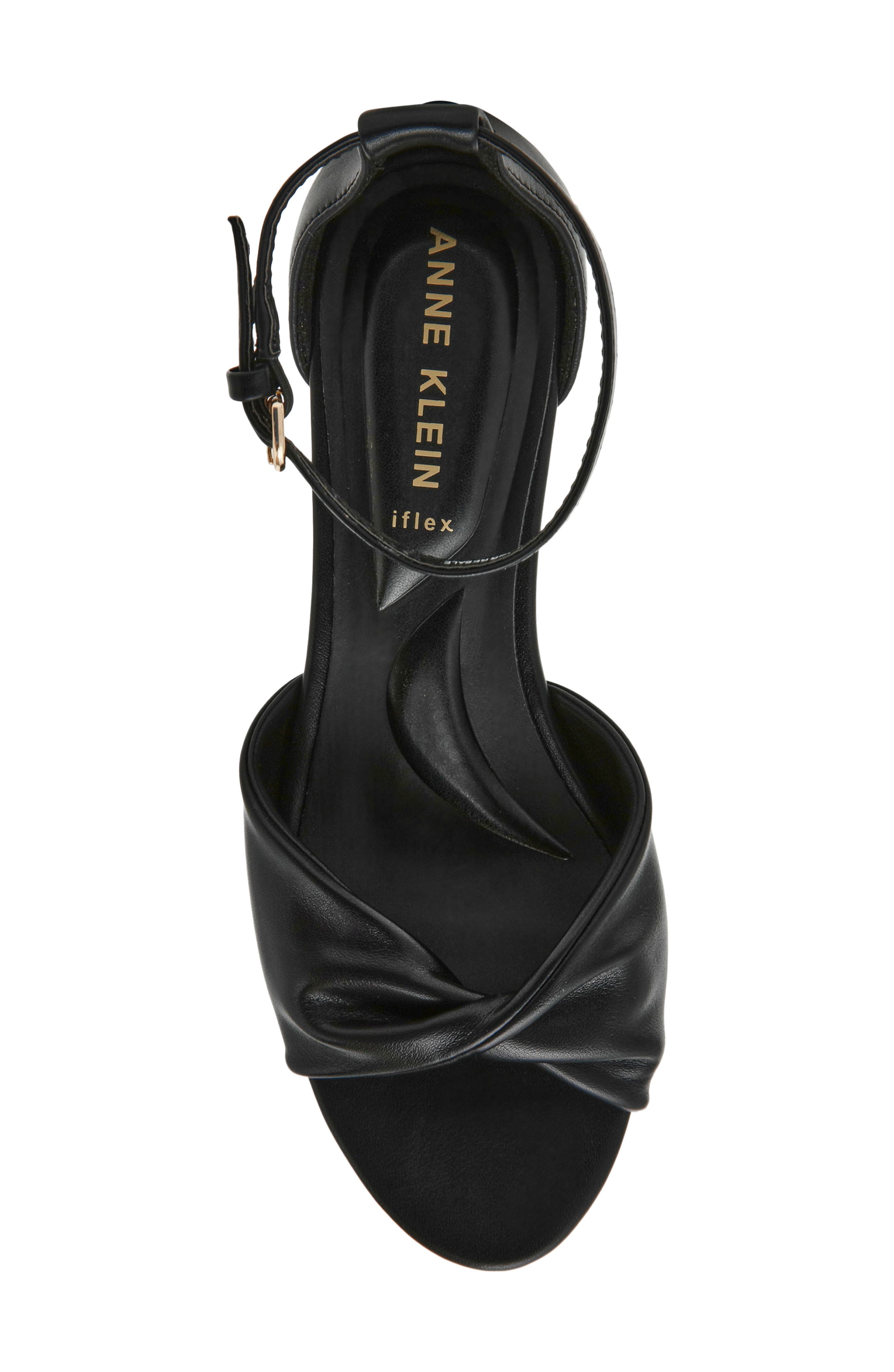 Anne Klein Whitby Ankle Strap Slide Sandal, Alternate, color, Black Smooth