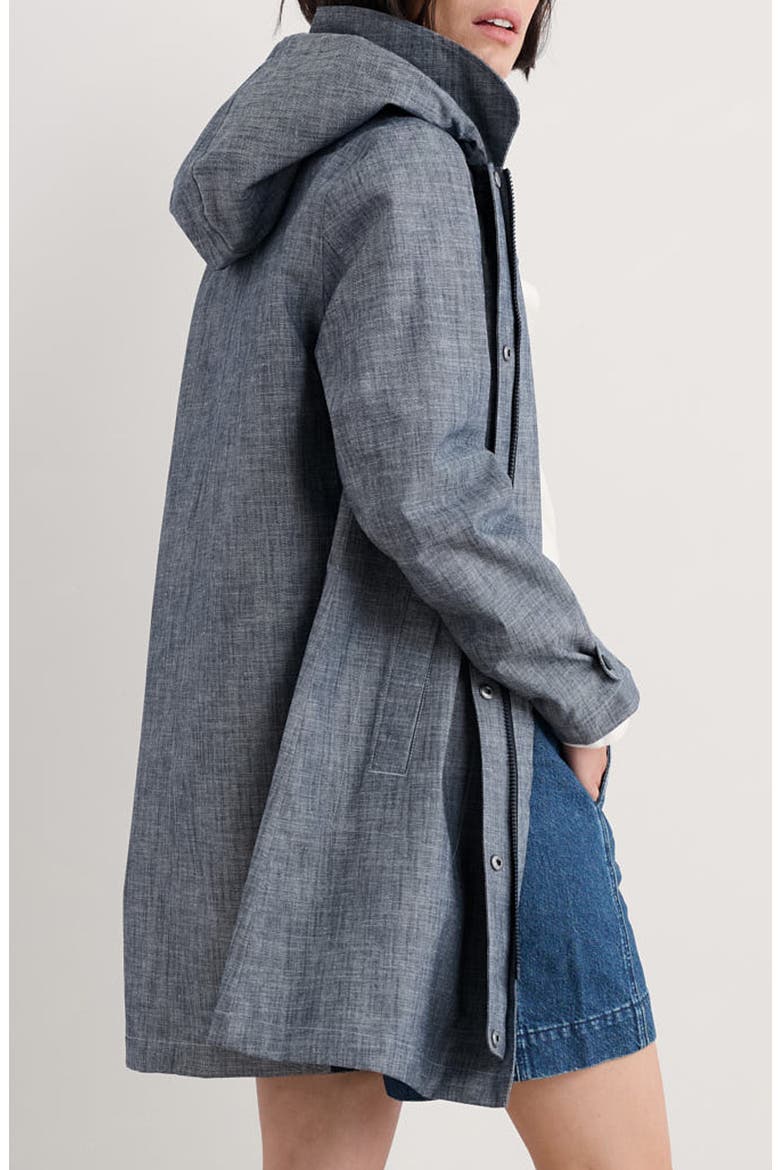 Cloudburst Waterproof Organic Cotton Coat, Alternate, color, LIGHT WASH WAVE