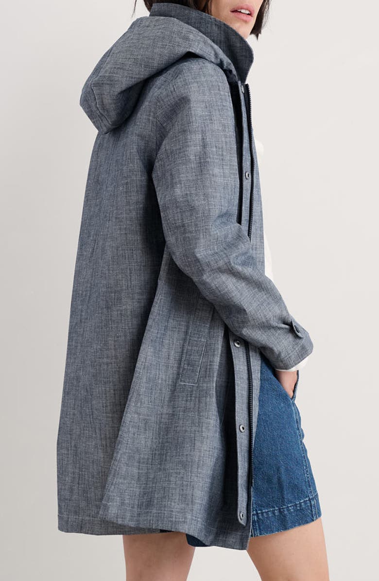 Seasalt Cornwall Cloudburst Waterproof Organic Cotton Coat, Alternate, color, Light Wash Wave