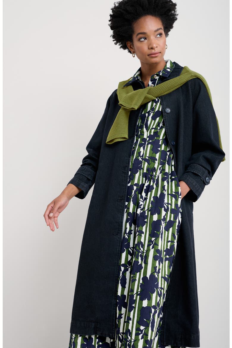Wild Liquorice Organic Cotton Midi Shirtdress, Alternate, color, CAMELLIA STRIPE FOREST GREEN