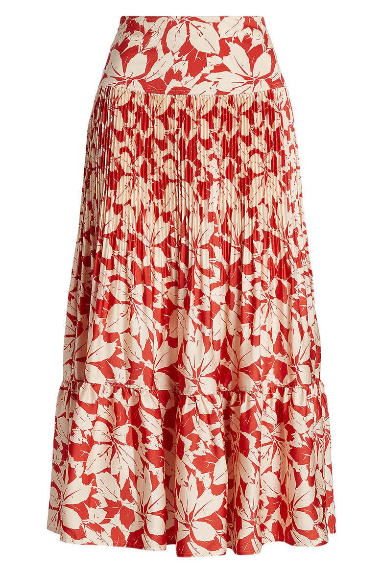 Camile Floral Print Pleated Skirt, Alternate, color, BIRCH LEAVES PRINT