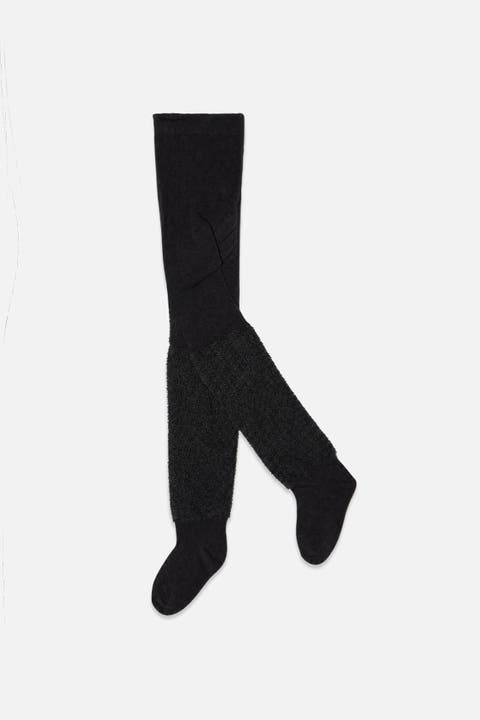 Knit Smooth Upper Fur Texture Tights