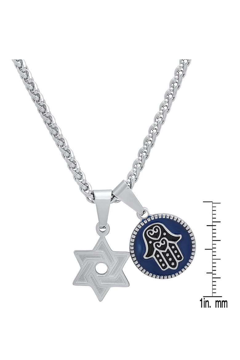 Men's Star of David & Hamsa Pendant Necklace, Alternate, color, SILVER