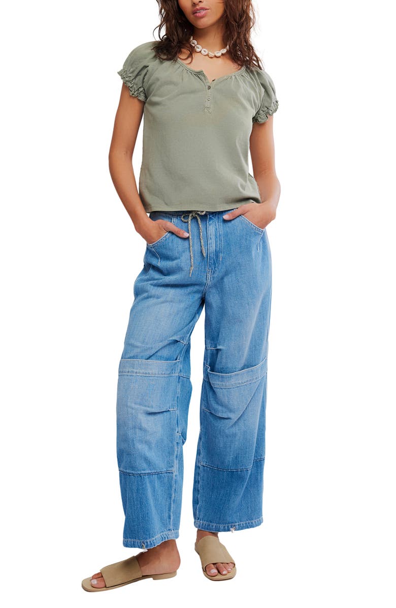 Free People Issa Puff Sleeve Top, Alternate, color, Laurel Oak