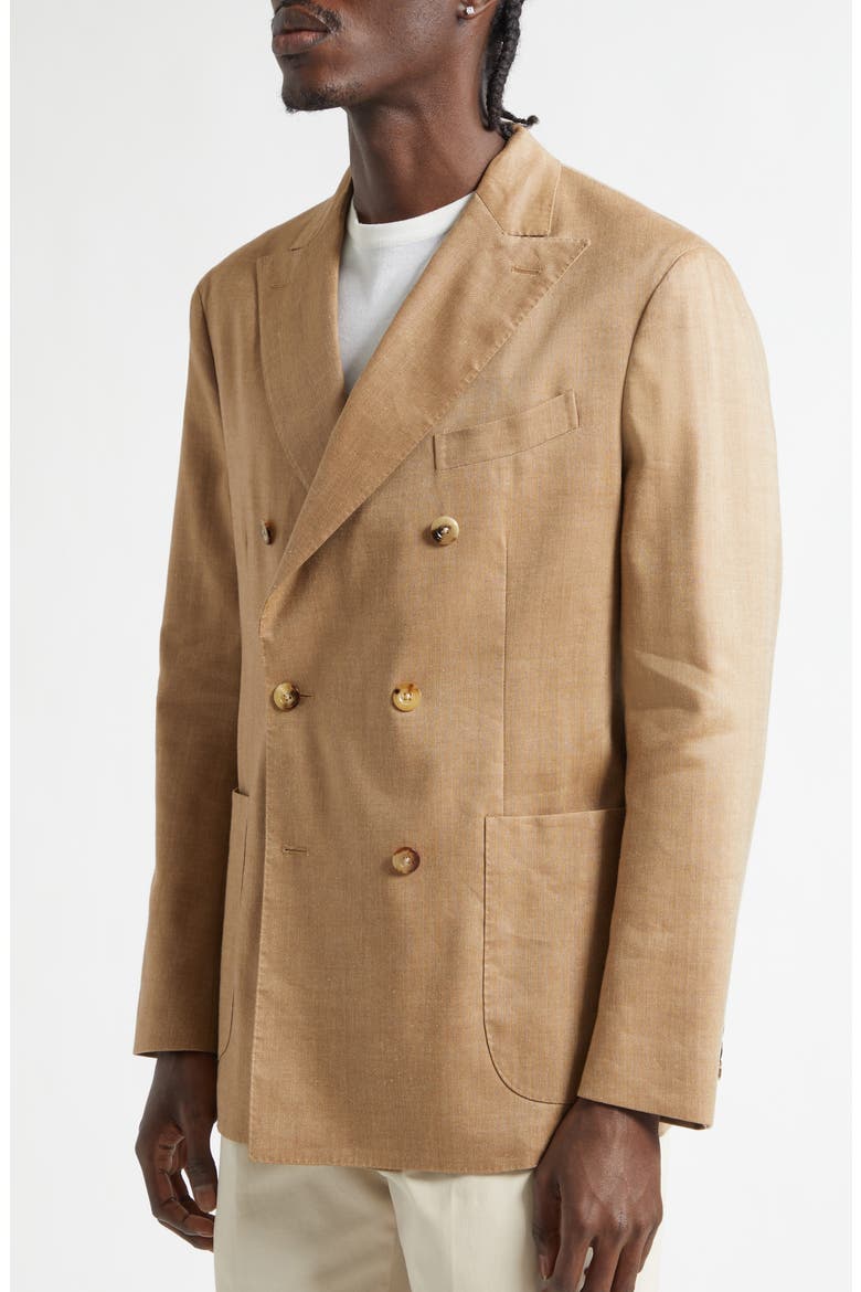 K-Jacket Double Brested Tan Linen & Wool Sport Coat, Alternate, color, SIENNA