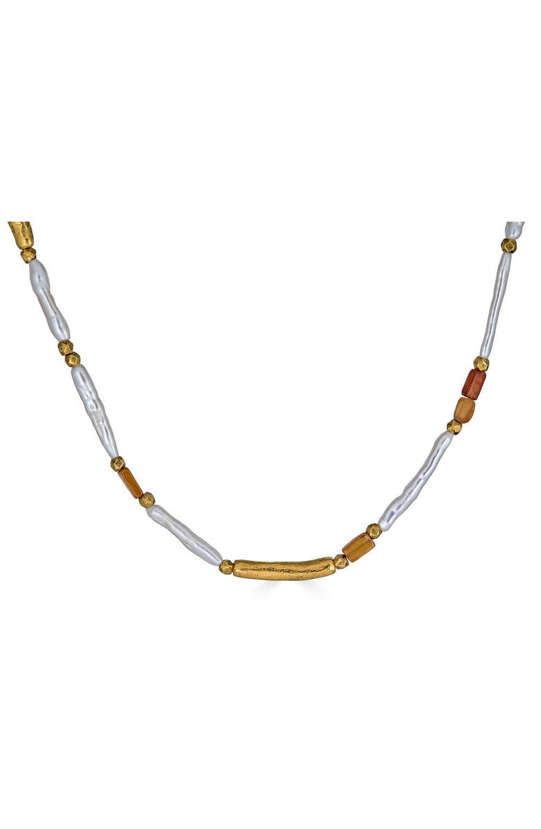 Loni Paul Jewelry Biwa Pearl and Garnet Necklace, Alternate, color, Gold
