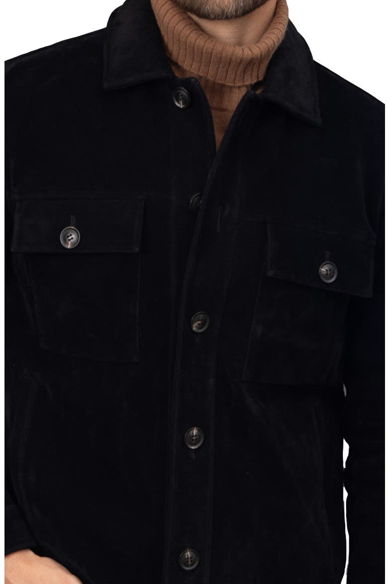 Faux Nubuck Trucker Jacket, Alternate, color, BLACK