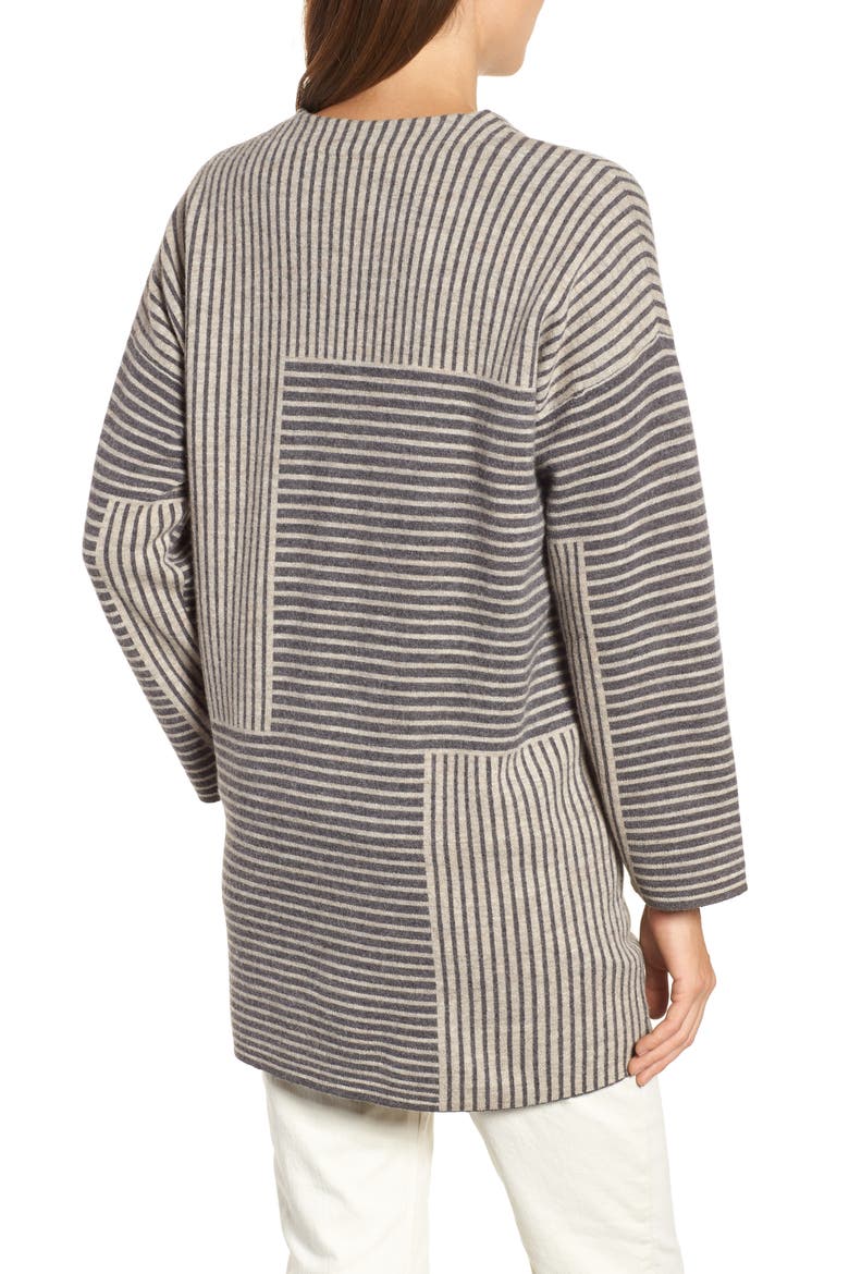 Stripe Merino Wool Cardigan, Alternate, color, ASH