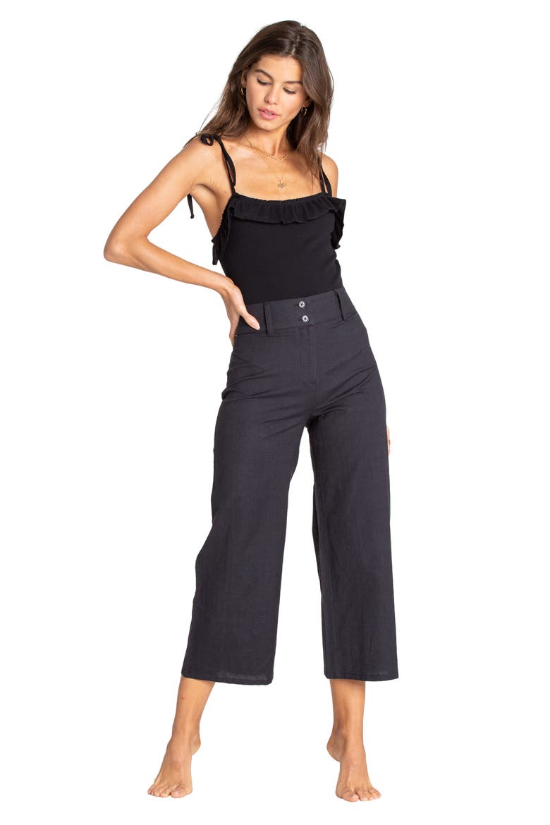 Marbella Dreams Ruffle Bodysuit, Alternate, color, BLACK