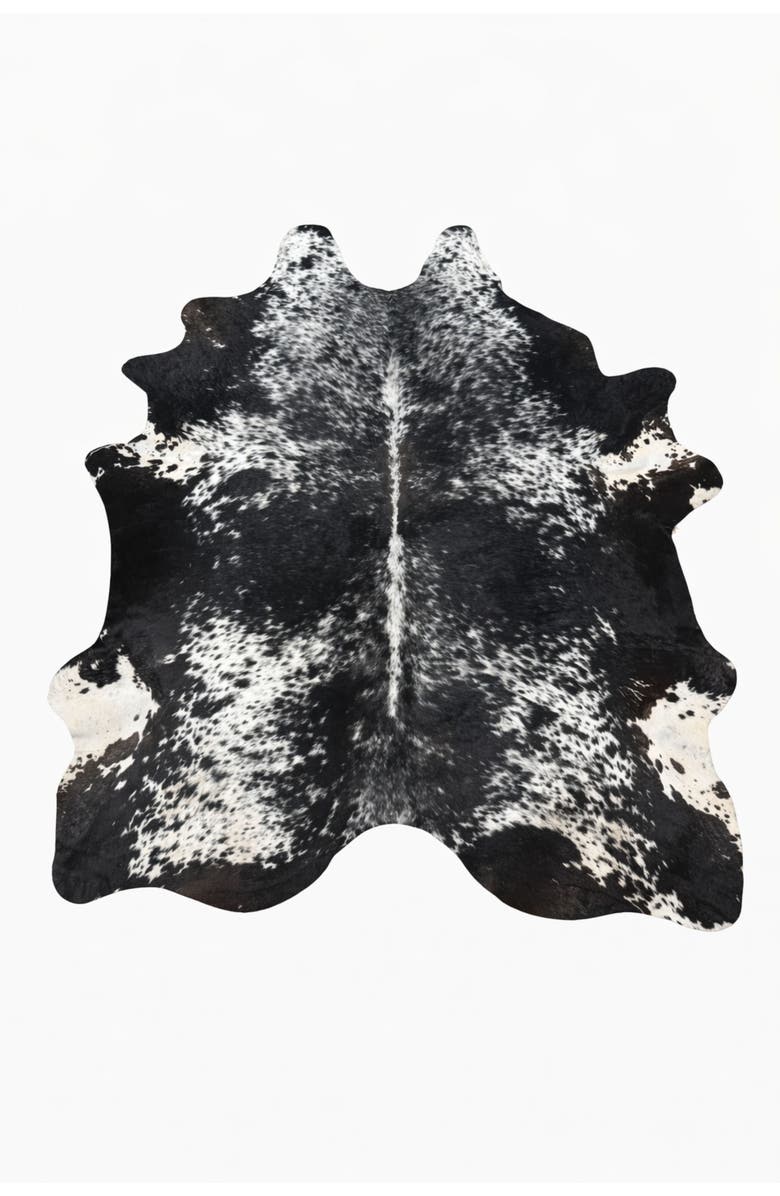 Rhacam Eco Hides RH Rugs Lazlo Black Speckled Cowhide Rug 7'3" × 6'6", Main, color, Black Speckled