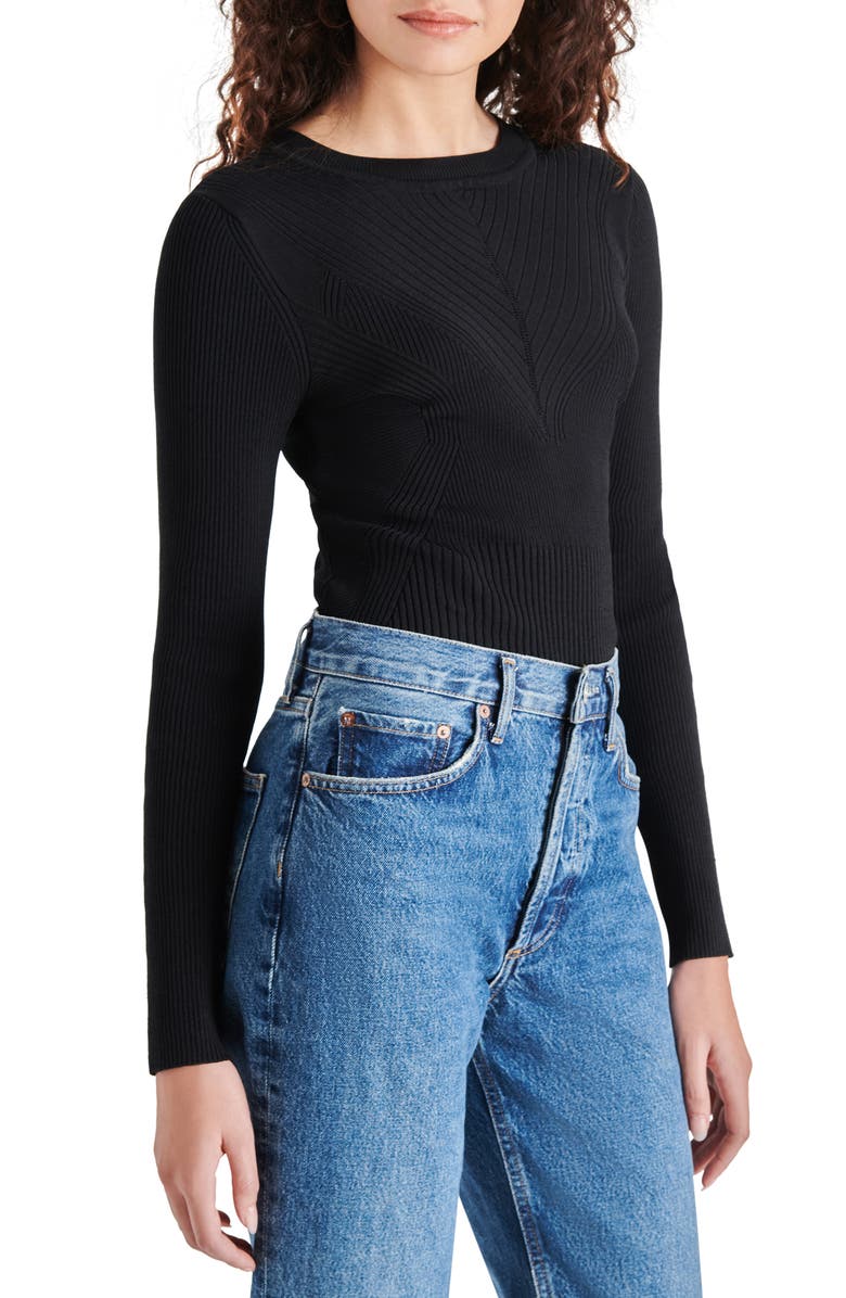 Steve Madden Xandra Rib Long Sleeve Bodysuit, Alternate, color, 