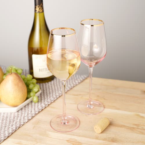 Twine Rose Crystal White Wine Glasses Set Of 2 In Pink