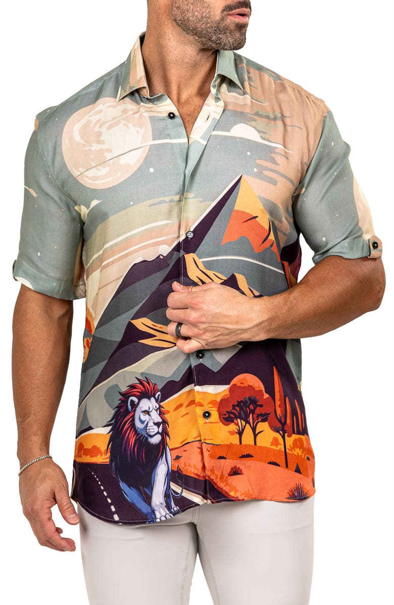 Maceoo Galileo Marthy Short Sleeve Button-Up Shirt, Alternate, color, 