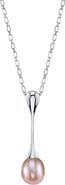 The Pearl Source Pink Freshwater Pearl Long Teardrop Pendant