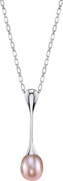 The Pearl Source Pink Freshwater Pearl Long Teardrop Pendant