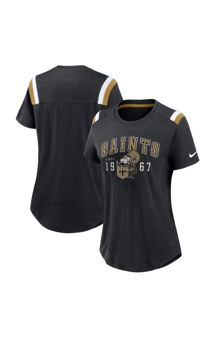 Nike Women's Nike Heather Black New Orleans Saints Playback Athlete Historic Fashion T-Shirt, Main, color, 