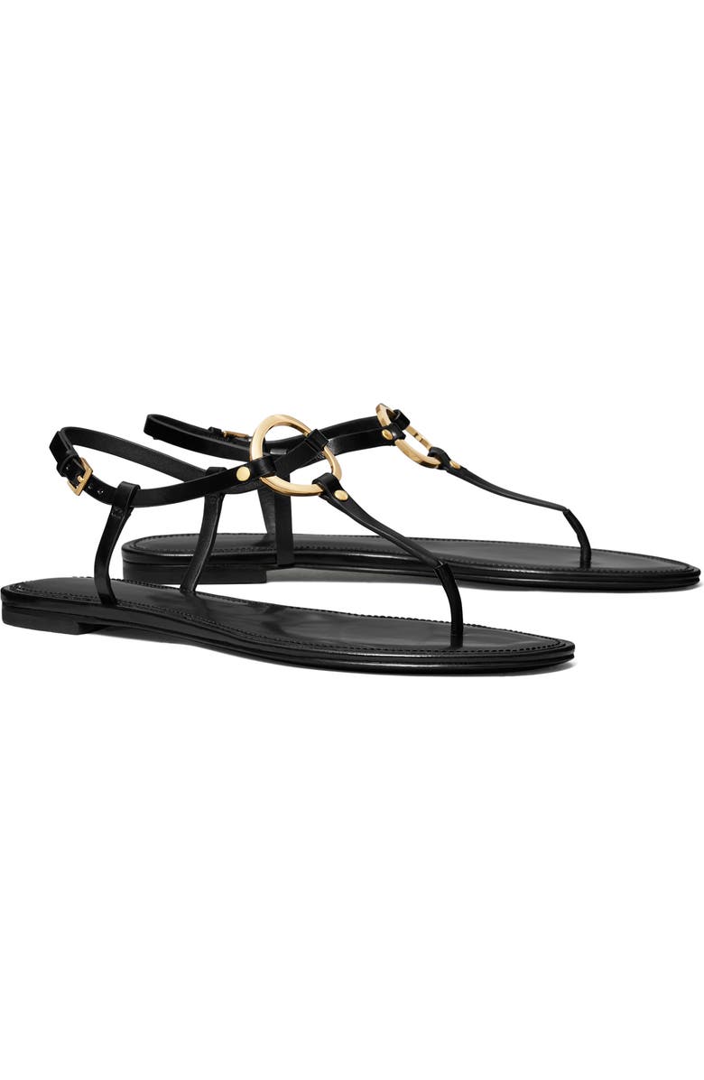 Tory Burch Ring Thong Sandal, Main, color, Perfect Black / Gold