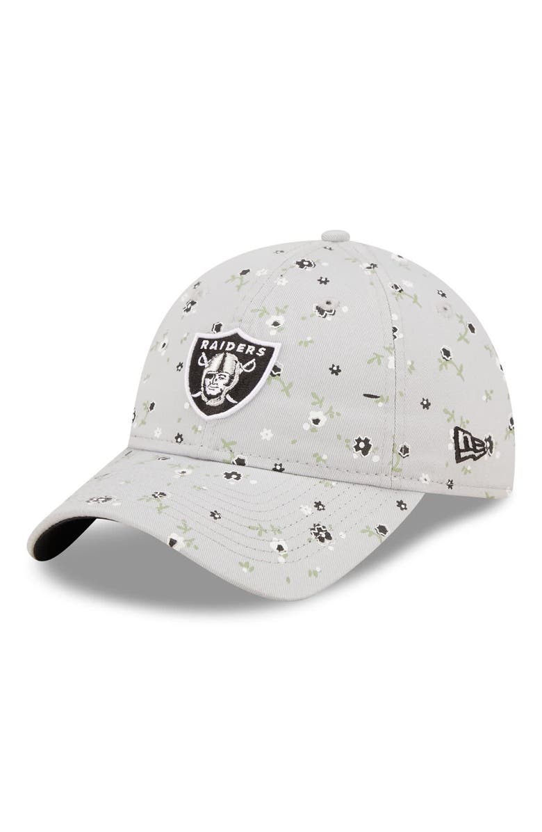 New Era Women's New Era Gray Las Vegas Raiders  Floral 9TWENTY Adjustable Hat, Main, color, 