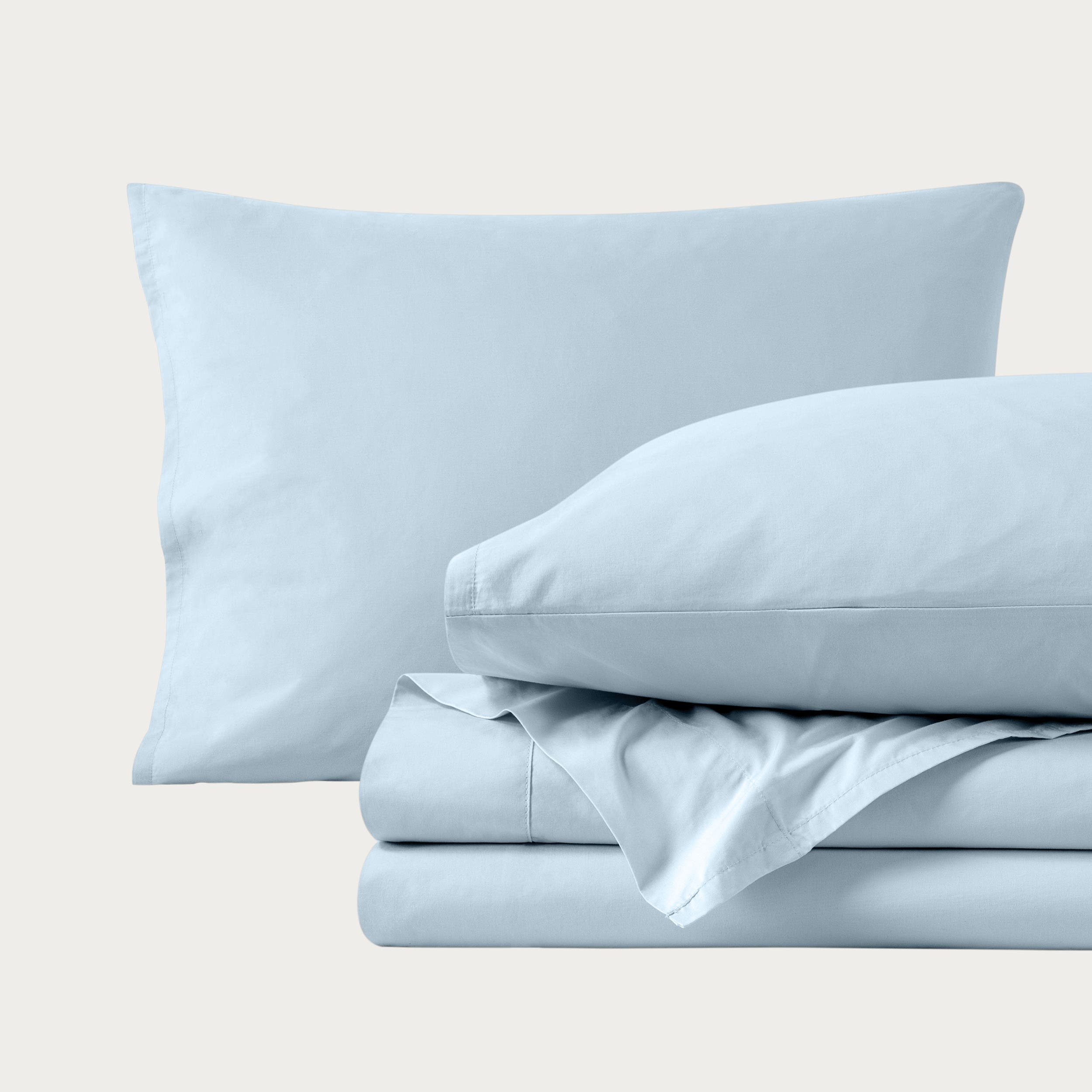 Bare Home 100% Organic Cotton Percale Cooling Sheet Set - Winter Blue, Queen