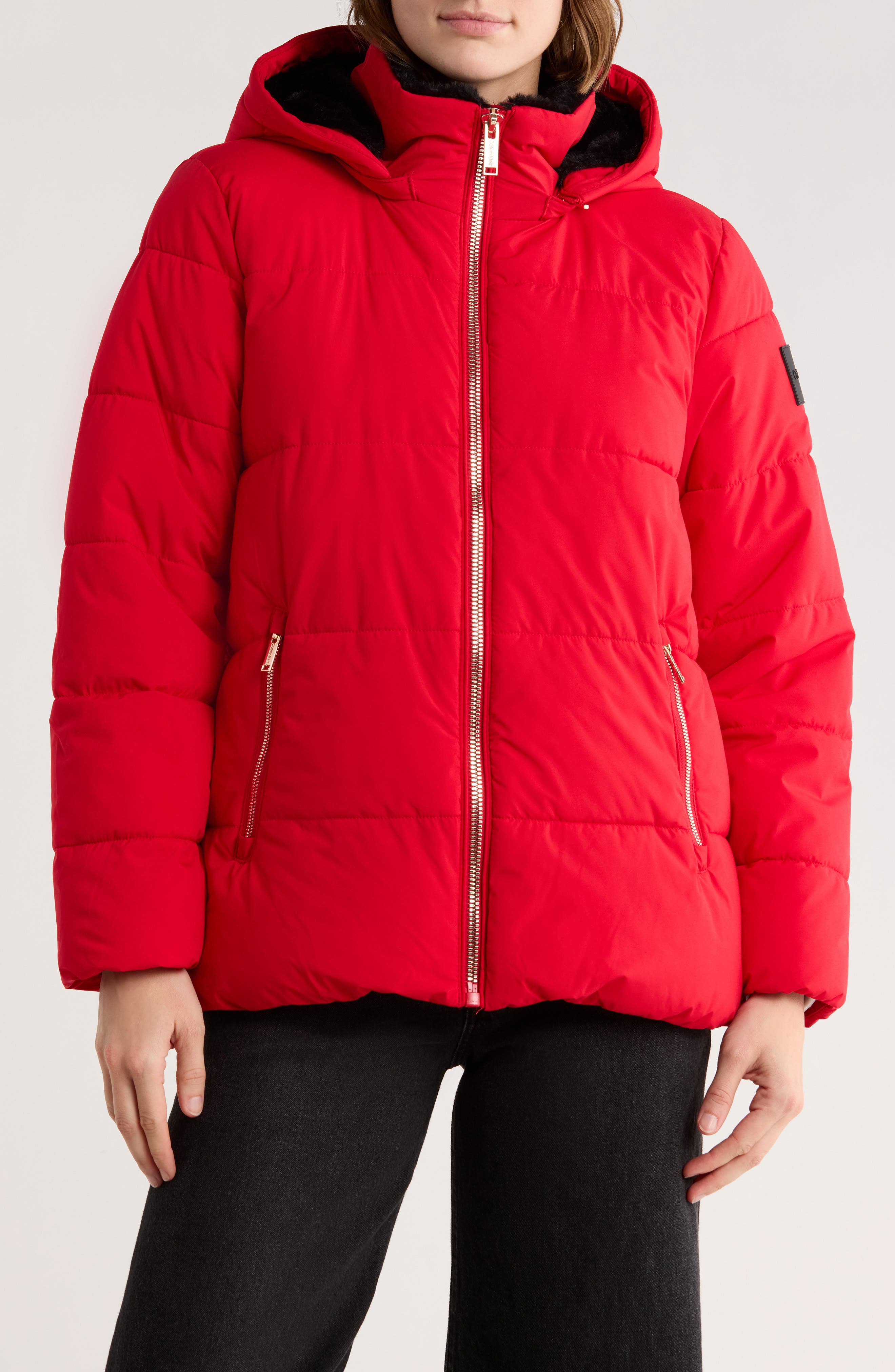 CALVIN KLEIN PERFORMANCE Faux Fur Lined Hood Puffer Jacket