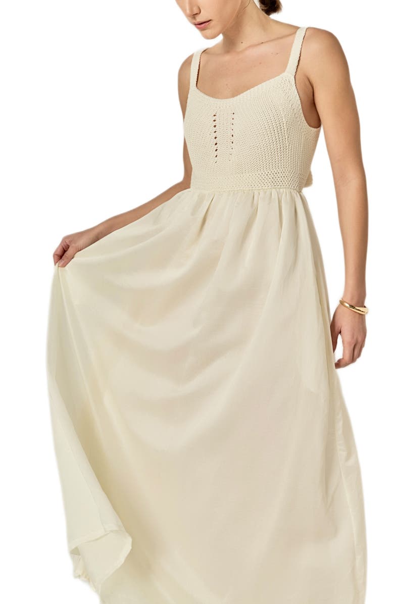 English Factory Mixed Media Open Back Dress, Alternate, color, Cream
