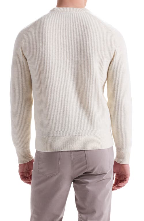 Bugatchi Cable Stitch Crewneck Wool Blend Sweater In Neutral