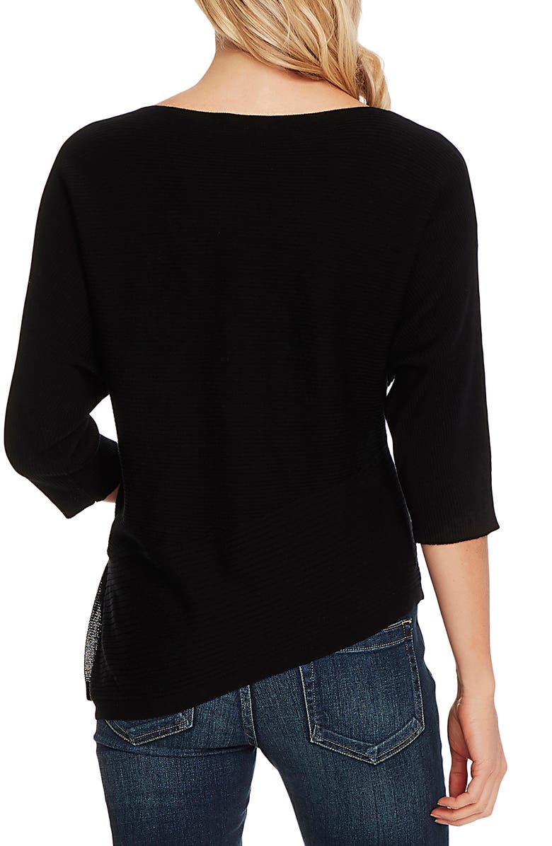 Vince Camuto Twist Dolman Sleeve Ribbed Asymmetrical Top, Alternate, color, 