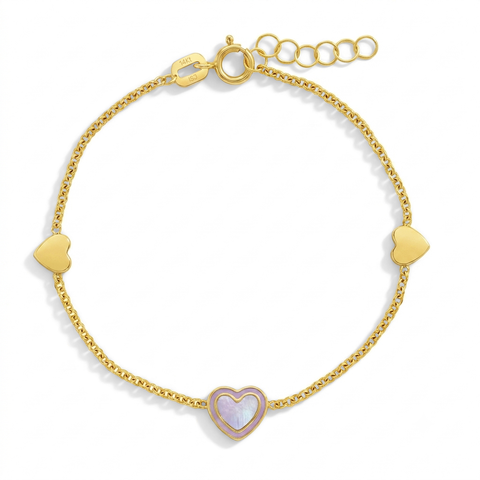 14k Mother of Pearl Heart Bracelet
